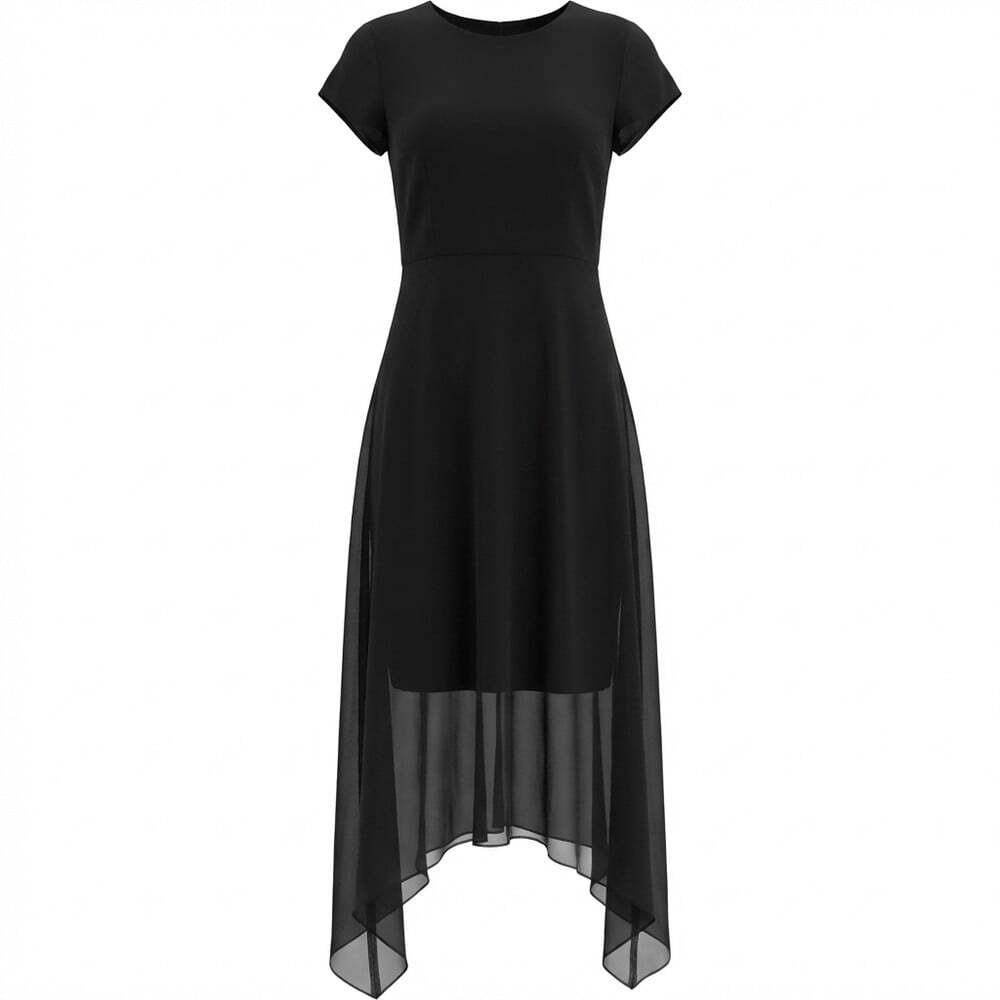 Vince Camuto Asymmetrical Chiffon Overlay Cap Sleeve Dress Size XS